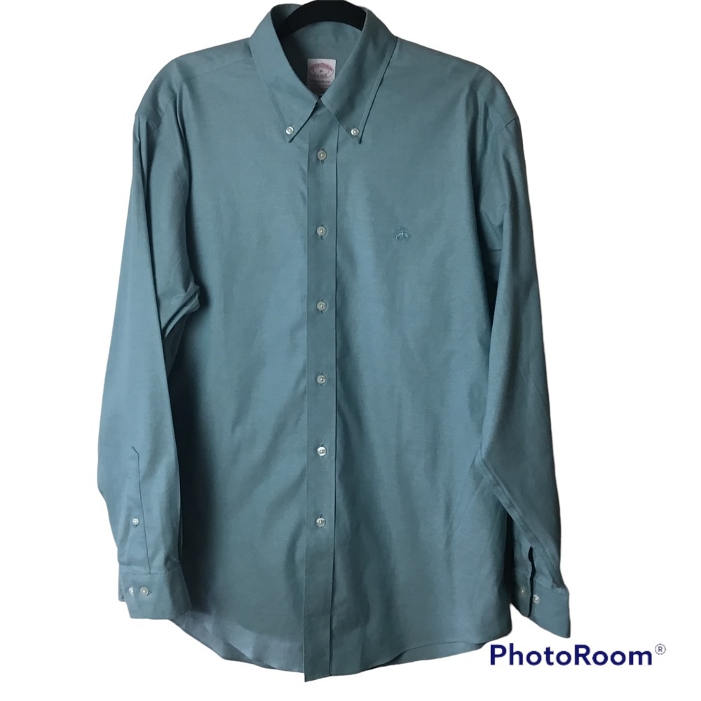 Brooks Brothers Madison Fit blue green long sleeve button down. Medium